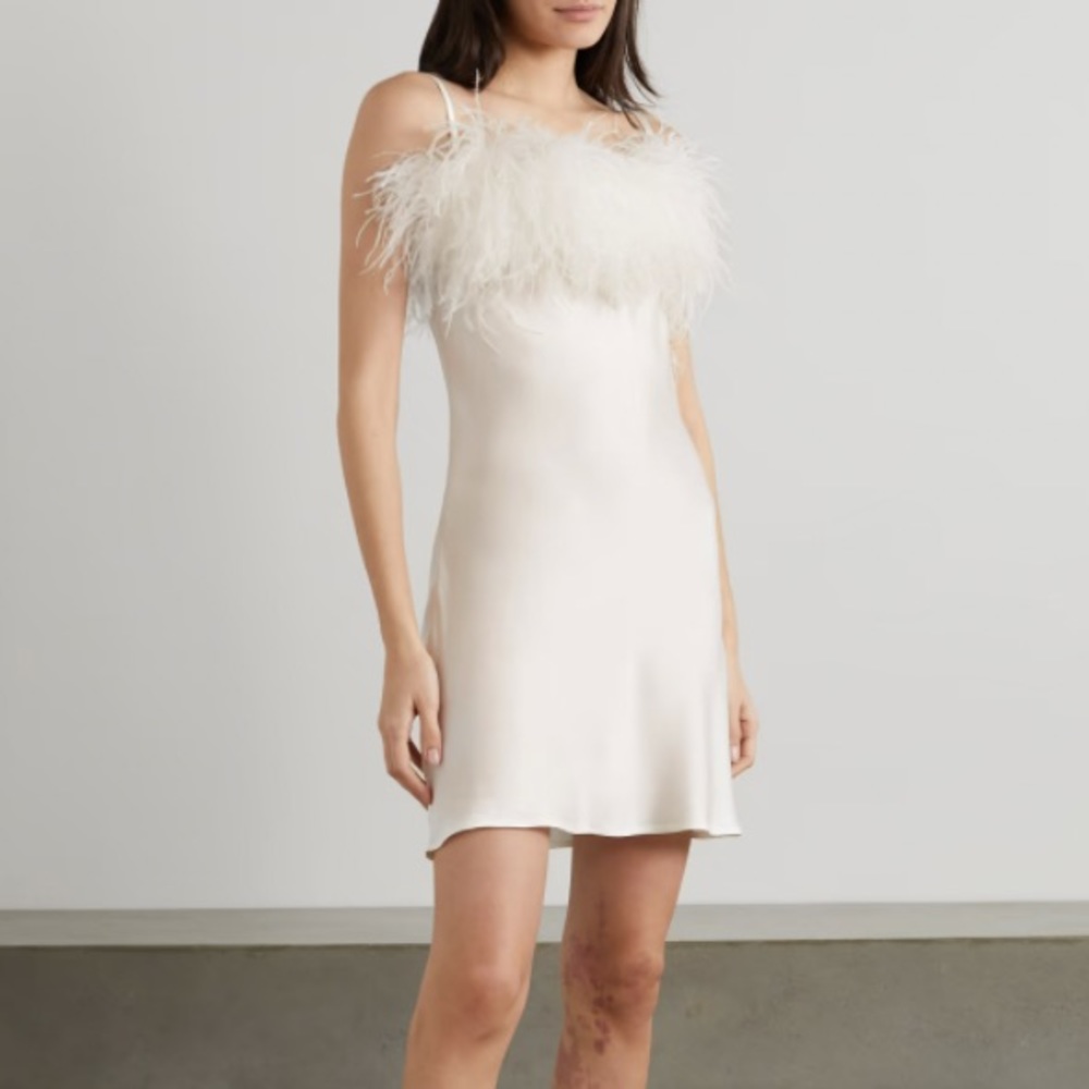 Sleeper Boheme White Feather Slip Dress